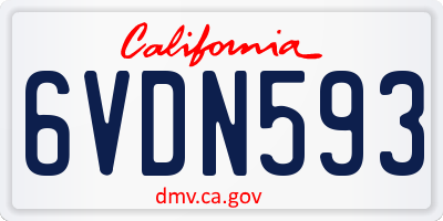 CA license plate 6VDN593