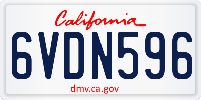 CA license plate 6VDN596