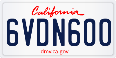 CA license plate 6VDN600