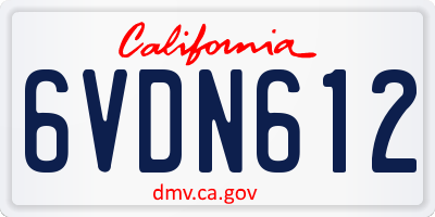 CA license plate 6VDN612