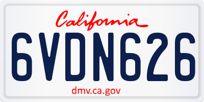 CA license plate 6VDN626