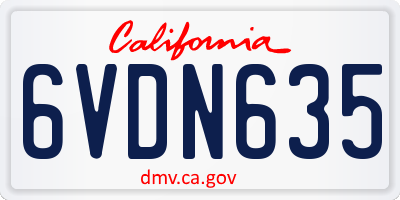 CA license plate 6VDN635