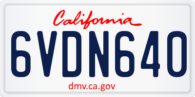 CA license plate 6VDN640