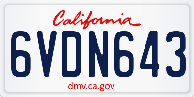 CA license plate 6VDN643