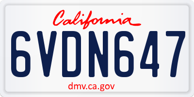 CA license plate 6VDN647