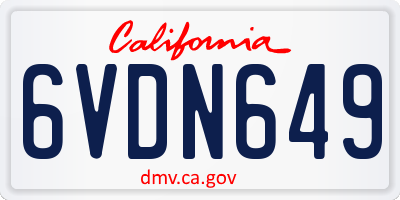 CA license plate 6VDN649