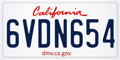 CA license plate 6VDN654