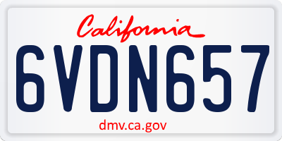 CA license plate 6VDN657