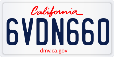 CA license plate 6VDN660