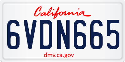 CA license plate 6VDN665
