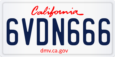 CA license plate 6VDN666