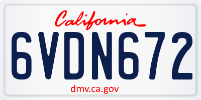 CA license plate 6VDN672