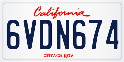 CA license plate 6VDN674