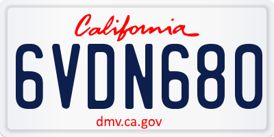 CA license plate 6VDN680