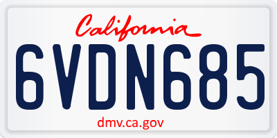 CA license plate 6VDN685