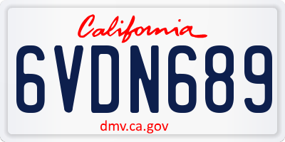 CA license plate 6VDN689