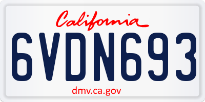 CA license plate 6VDN693