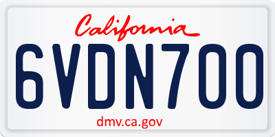 CA license plate 6VDN700