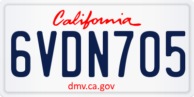 CA license plate 6VDN705