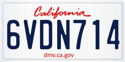 CA license plate 6VDN714