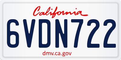 CA license plate 6VDN722