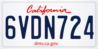 CA license plate 6VDN724
