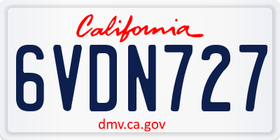 CA license plate 6VDN727