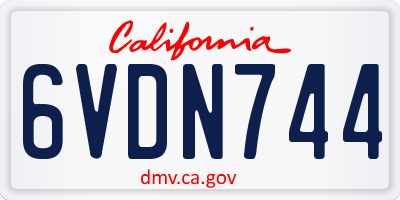 CA license plate 6VDN744