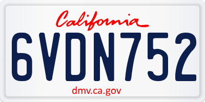 CA license plate 6VDN752