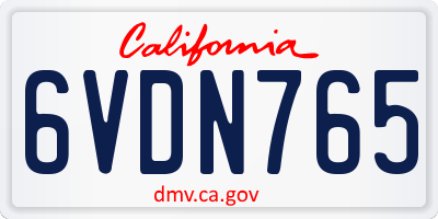 CA license plate 6VDN765