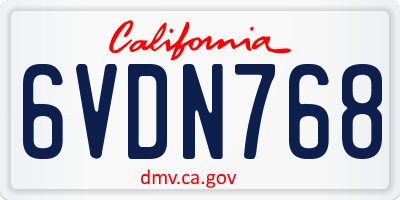 CA license plate 6VDN768
