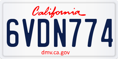 CA license plate 6VDN774