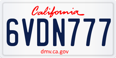 CA license plate 6VDN777