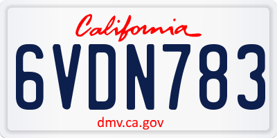 CA license plate 6VDN783