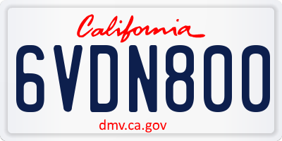 CA license plate 6VDN800