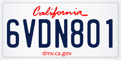 CA license plate 6VDN801