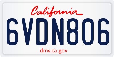 CA license plate 6VDN806