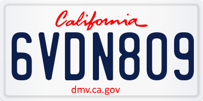 CA license plate 6VDN809