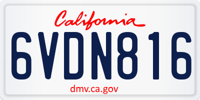 CA license plate 6VDN816