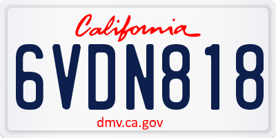 CA license plate 6VDN818