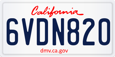 CA license plate 6VDN820
