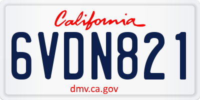 CA license plate 6VDN821