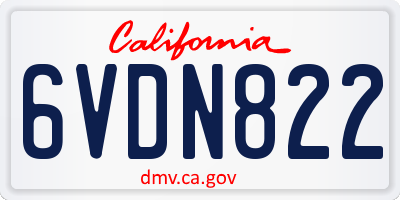 CA license plate 6VDN822