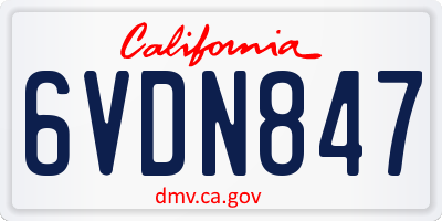 CA license plate 6VDN847