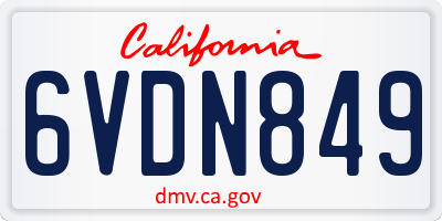 CA license plate 6VDN849