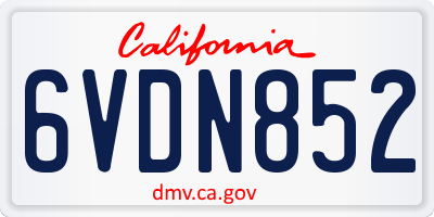 CA license plate 6VDN852