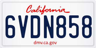 CA license plate 6VDN858