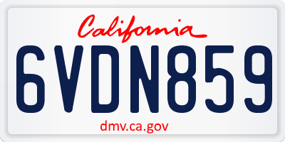CA license plate 6VDN859