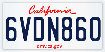CA license plate 6VDN860
