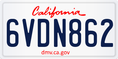 CA license plate 6VDN862